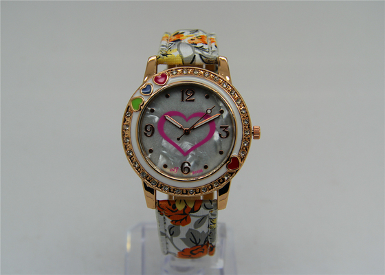 Reloj de señoras del cuarzo del corazón del acero inoxidable/reloj de señoras color de rosa del oro