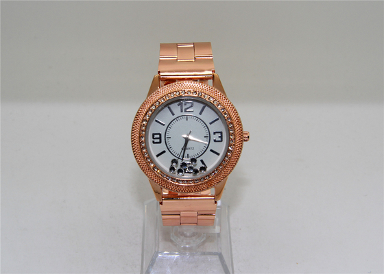 Reloj color de rosa profesional del cuarzo del diamante del oro 18K para el eco de las mujeres amistoso